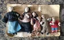RARE, c1915-20's Antique Shaohsing Industrial Mission Dolls, Carded Family of 5 