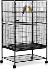 2 Tier Large Parrot Cage for Budgies Cockatiels Cockatoos Black - Light Marks
