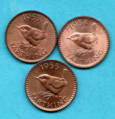 Wren farthing coins 1953 - wren,