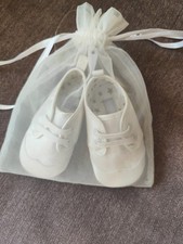 M&S Ivory Christening Pull On Pram Unisex Baby Shoes Size 3-6 Months