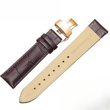 Double sided genuine leather watch strap womens butterfly buckle band 12mm-20mm