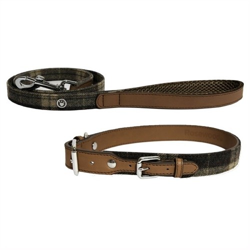 Dog tweed check collar lead - dog,