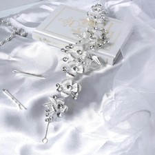 Silver Toned Floral Designed