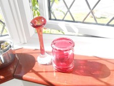 Bubble vase & pot vase  red & clear 7.5 in high 7.5 in round VGC