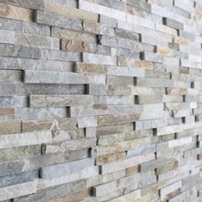 Sample of Oyster 3D Split Face Natural REAL Slate Cladding Tiles & Stacked Stone