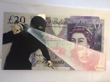 One penny piece artist flashpoint hand cut stencil paint £20 & Cuban peso 