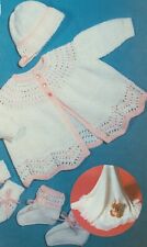 84 BABY LAYETTE 3PLY  14-18"  SHAWL COAT HAT MITTS BOOTEES KNITTING PATTERN COPY