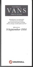 Vauxhall Vans Prices & Options 1991-1992 UK Foldout Brochure Nova Astra Rascal