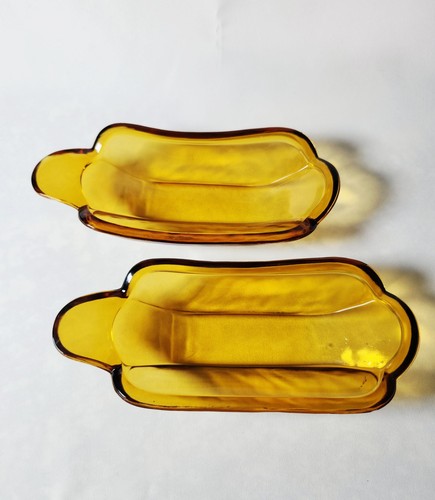 Vtg indiana glass amber banana - vtg,