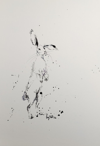 Original hare scribble ink - hare,