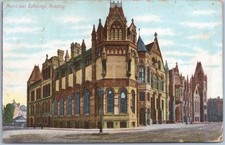 Artistic Vintage Postcard Municipal Buildings Reading England