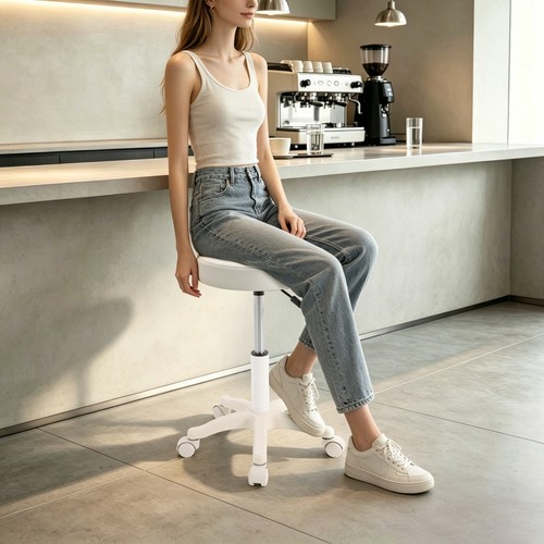 White rolling stool - stool, height