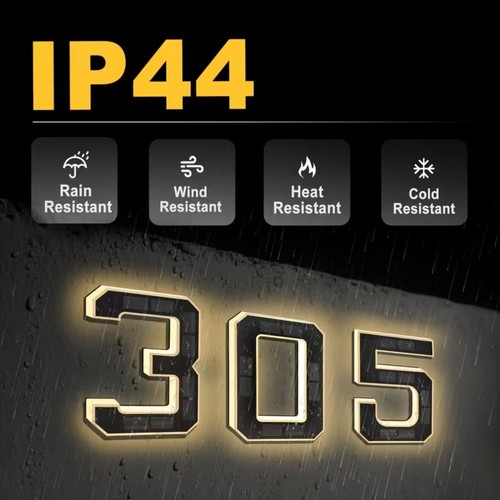 Illuminated solar house number - house,