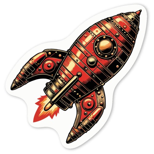 Retro toy rocket ship decal - toy,