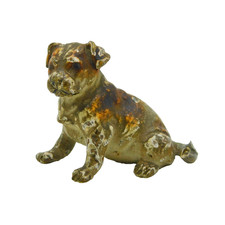 Victorian Cold Painted Vienna Bronze Terrier Dog Miniature Figure Antique c1860