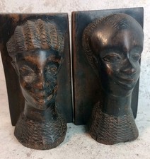 Pair Sm Carved Head Solid