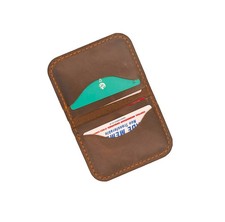 Handmade Leather Bifold Credit Card holder Brown Soft Genuine Leather Wallet