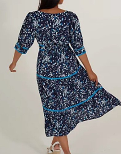 Monsoon dress neck - v, tiered