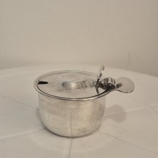 Antique Silver Plated Mustard Pot Hinged Lid Atkins Brothers No Glass Liner
