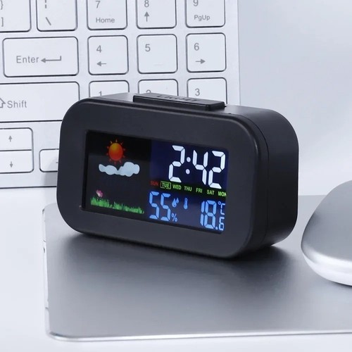 Weather station clock with - weather,