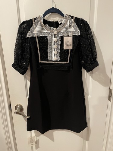 Self portrait black crepe fine - black,