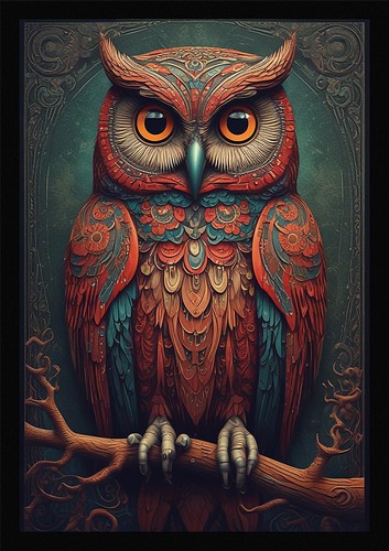Moody owl framed wall art - moody,