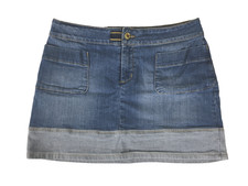 Joules skirt size 14 stretch denim blue/wolf button/front pockets