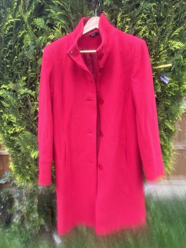 Vintage red wool ladies coat - wool,