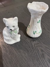 2 X Beleek ornaments cat &