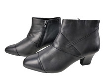 NEW WOMENS M&S COLLECTION INSOLIA UK 5 BLACK LEATHER HEELED ANKLE BOOTS RRP £55