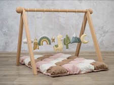 Large wooden baby play gym FOR TWINS with Llama toys and play mat - BRAND NEW