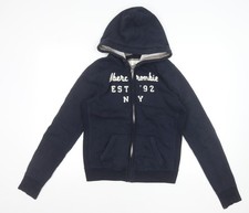 Abercrombie & Fitch Women Navy Full Zip Hoodie Size L Cotton Blend