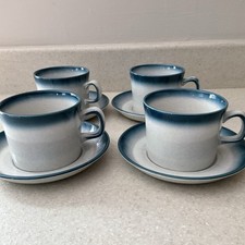Wedgwood Blue Pacific Tea Coffee Cup Mug & Saucers Set Of 4 Ex Condition