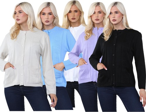 Ladies knitted cardigan button - cardigan,