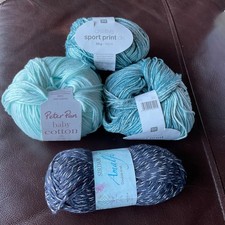 mixed bundle cotton dk Rico/Sirdar/Peter Pan - Blues x4 balls