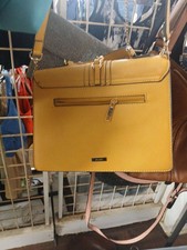Aldo Yellow Faux Leather Satchel Crossbody Gold Chain Strap