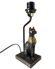 Egyptian Bastet Table Lamp Base Black Gold Sculpture Cat Goddess