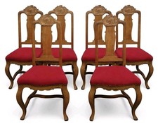 Set 6 Carved Oak French Dining