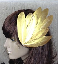 gold feather fascinator millinery hair clip wedding piece ascot race dance
