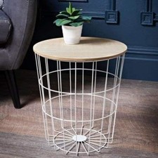 Wire Side Table White Round