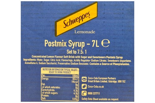 Schweppes lemonade postmix - schweppes, 7l