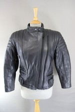 JTS LADIES BLACK LEATHER BIKER JACKET WITH BACK PROTECTOR SIZE XS 32-34 IN CHEST