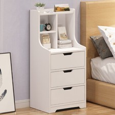 Tall White Nightstand w/ 3