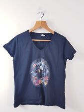 Ladies Black Top Sausage Dog Floral Design Fruit Of The Loom Size 14