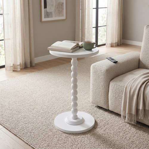 Wooden round side table - round,