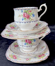 Royal Albert “Petit Point” 2 X Vintage Tea Cup, Saucer & Tea Plate Trio’s c1930s