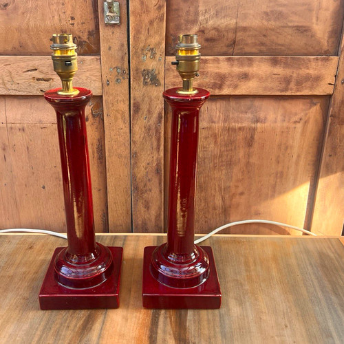 Pair vintage burgundy oxblood - pair,