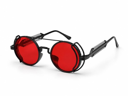 Steampunk round red lens - steampunk,