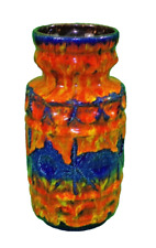 Decorative Stunning West German Vase Bay Keramik Flame Orange Blue Yellow 20 cm