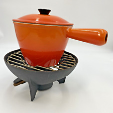 Le Creuset Windsor Saucepan Orange Metal with Handle, Lid & Fondue Base      K12